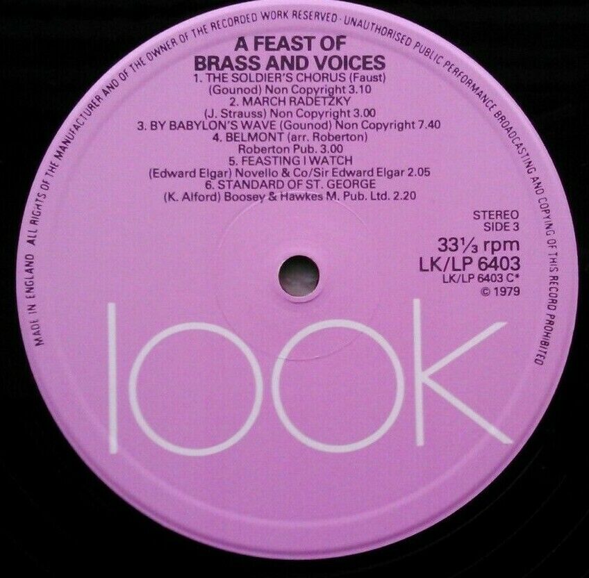 Various - A Feast Of Brass And Voices (Look, 1979) 2x12" vinyl LP VG/VG