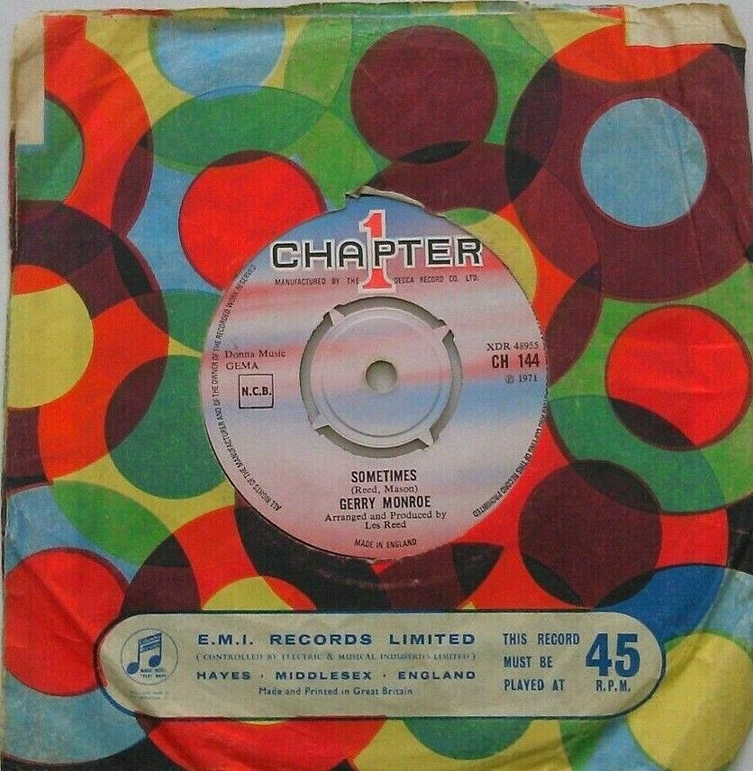 Gerry Monroe - It's A Sin To Tell A Lie  (Chapter 1, 1971) 7" vinyl single VG/-