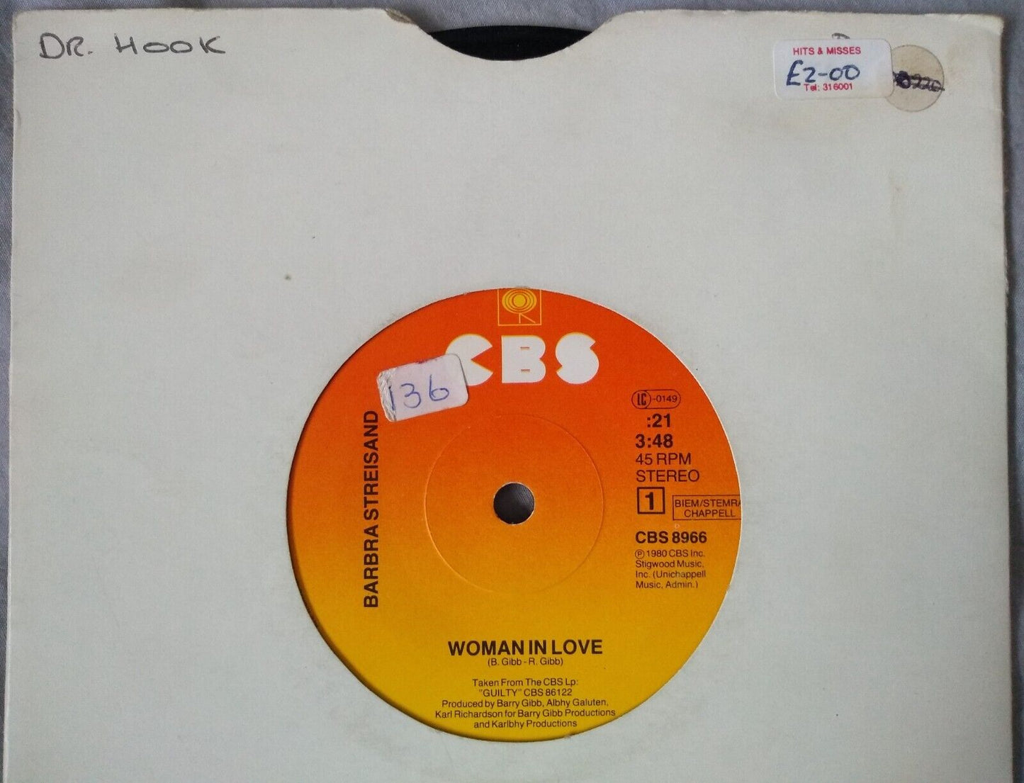 Barbra Streisand - Woman In Love (CBS 1980) 7" vinyl single VG/-