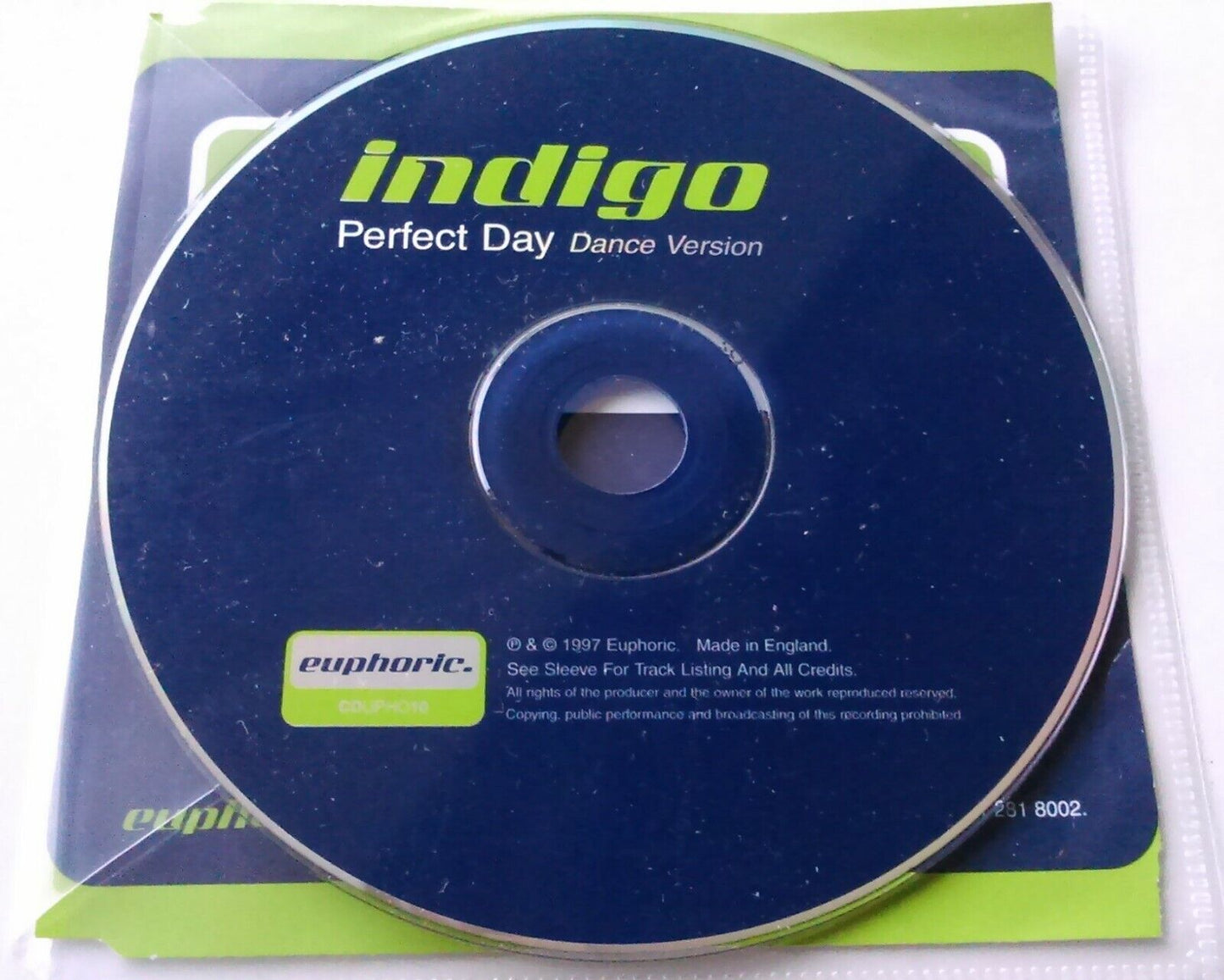 Indigo – Perfect Day (1997) CD single *no case - plastic wallet*