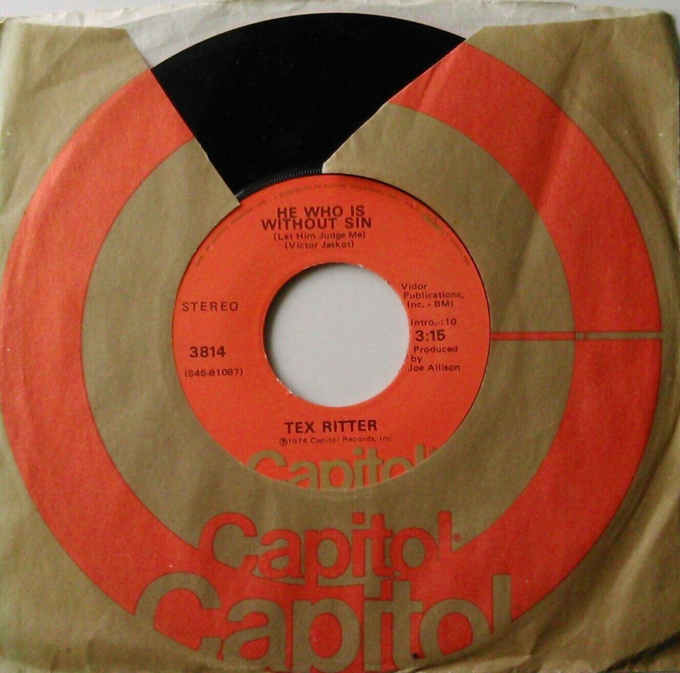 Tex Ritter – The Americans (Capitol, 1974) 7" vinyl US single VG/G