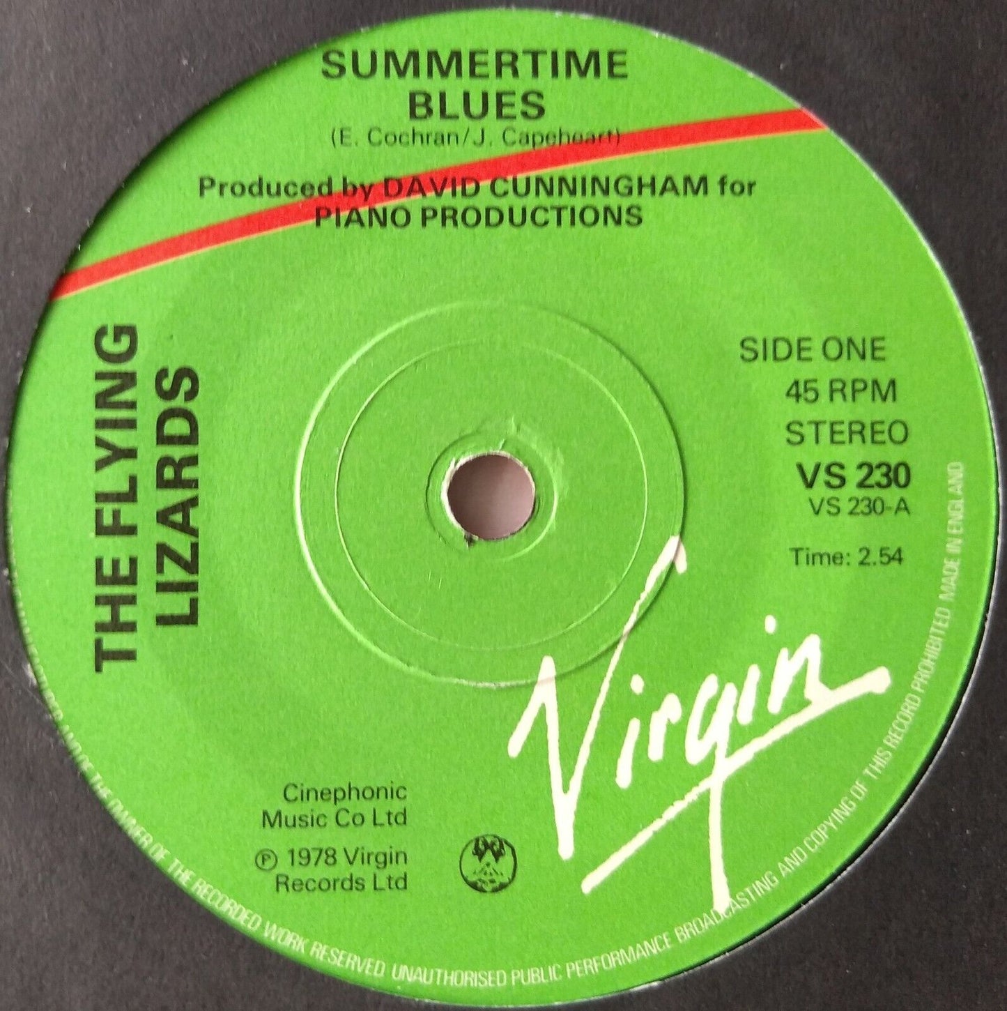 The Flying Lizards - Summertime Blues (Virgin 1978) 7" vinyl single VG/-