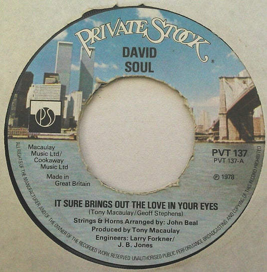 David Soul ‎– It Sure Brings Out The Love In Your Eyes 7" vinyl single VG/-