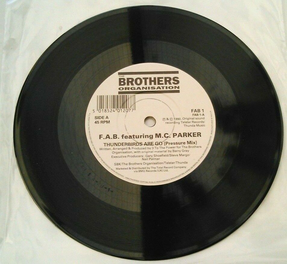 F.A.B. Featuring MC Parker - Thunderbirds Are Go (1990) 7" vinyl single VG/-