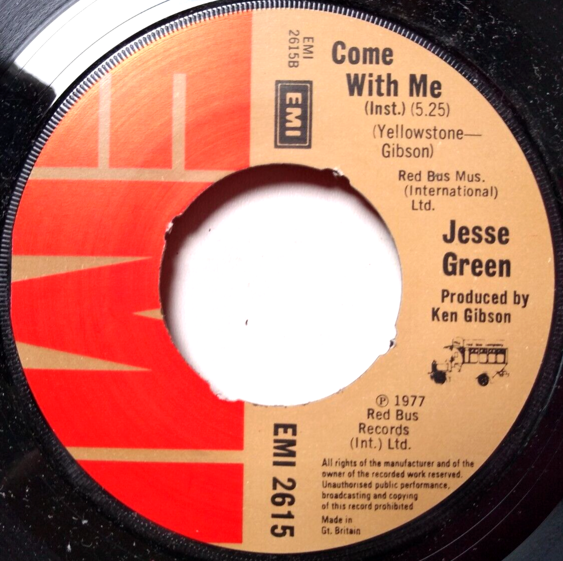 Jesse Green - Come With Me (EMI, 1977) 7" vinyl single VG/- jukebox centre