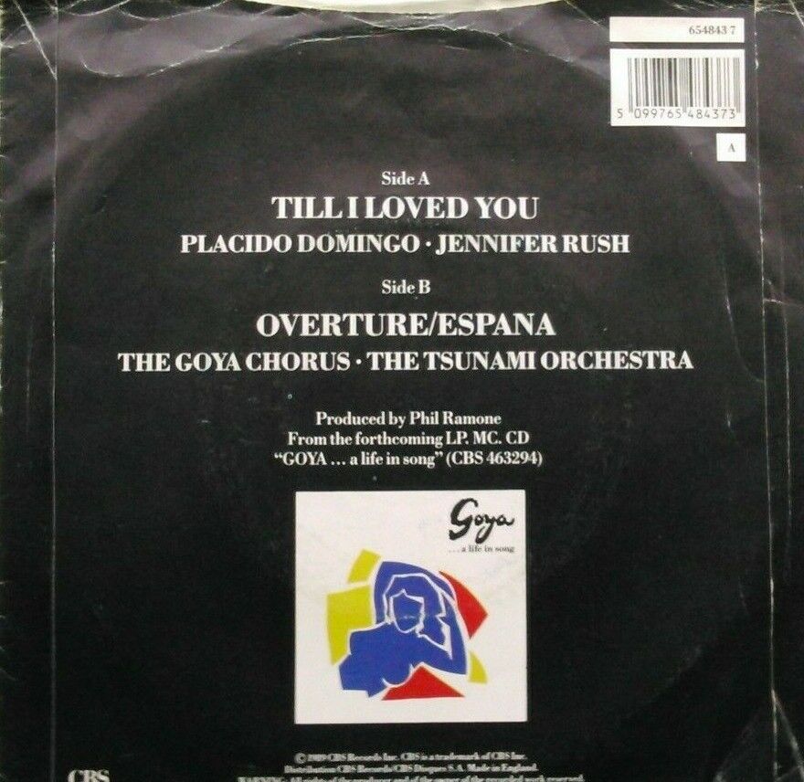 Placido Domingo • Jennifer Rush – Till I Loved (1989) 7" vinyl P/S single VG/VG