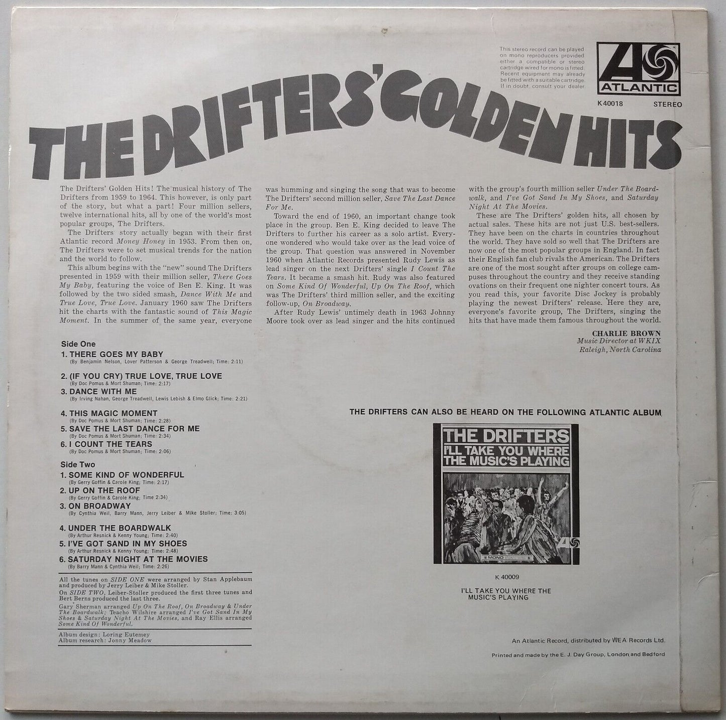 The Drifters - The Drifters' Golden Hits (Atlantic) 12" vinyl LP VG/VG