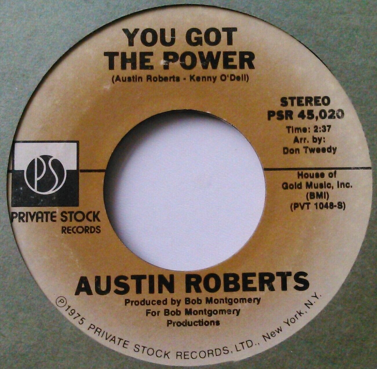 Austin Roberts ‎– Rocky (Private Stock, 1975) 7" vinyl US single VG/VG