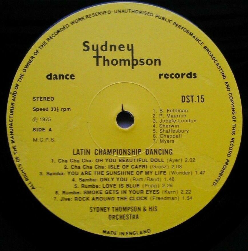 Sydney Thompson - Latin Championship Dancing (STDR, 1975) 12" vinyl LP VGVG