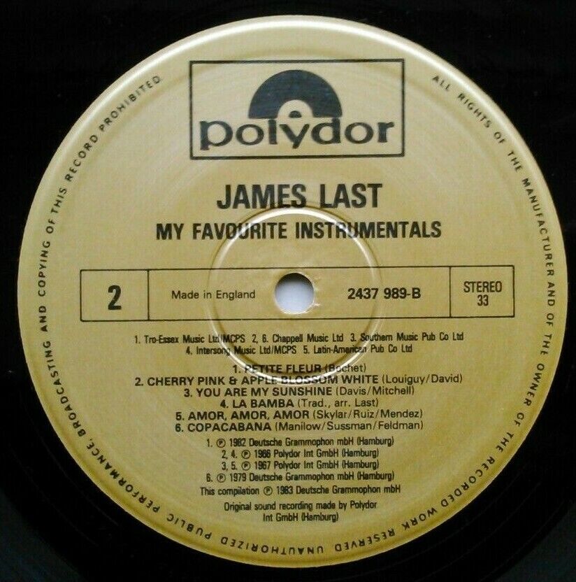 James Last – My Favourite Instrumentals (Polydor, 1983) 12" vinyl LP VG/VG