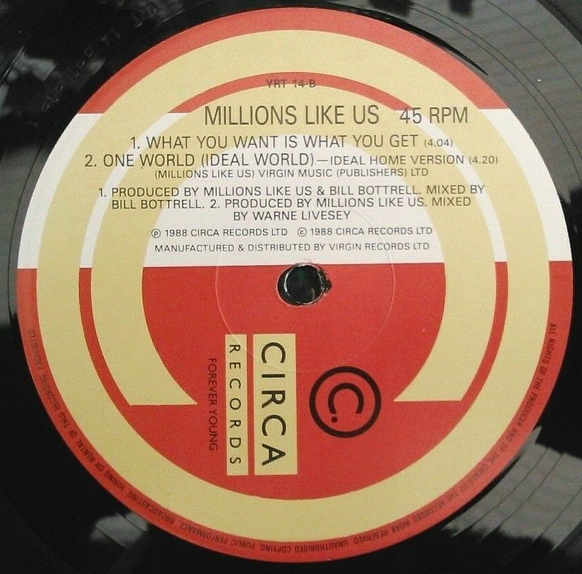 Millions Like Us – One World (Circa, 1988) 12" vinyl single VG/VG