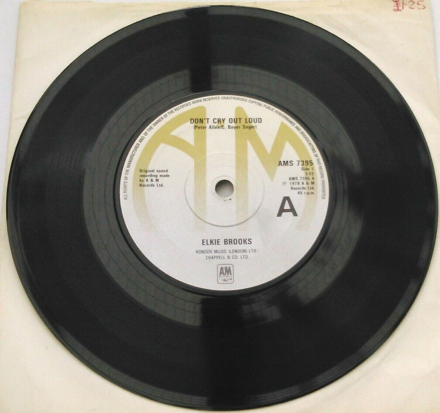 Elkie Brooks - Don't Cry Out Loud (A&M, 1978) 7" vinyl single VG/-