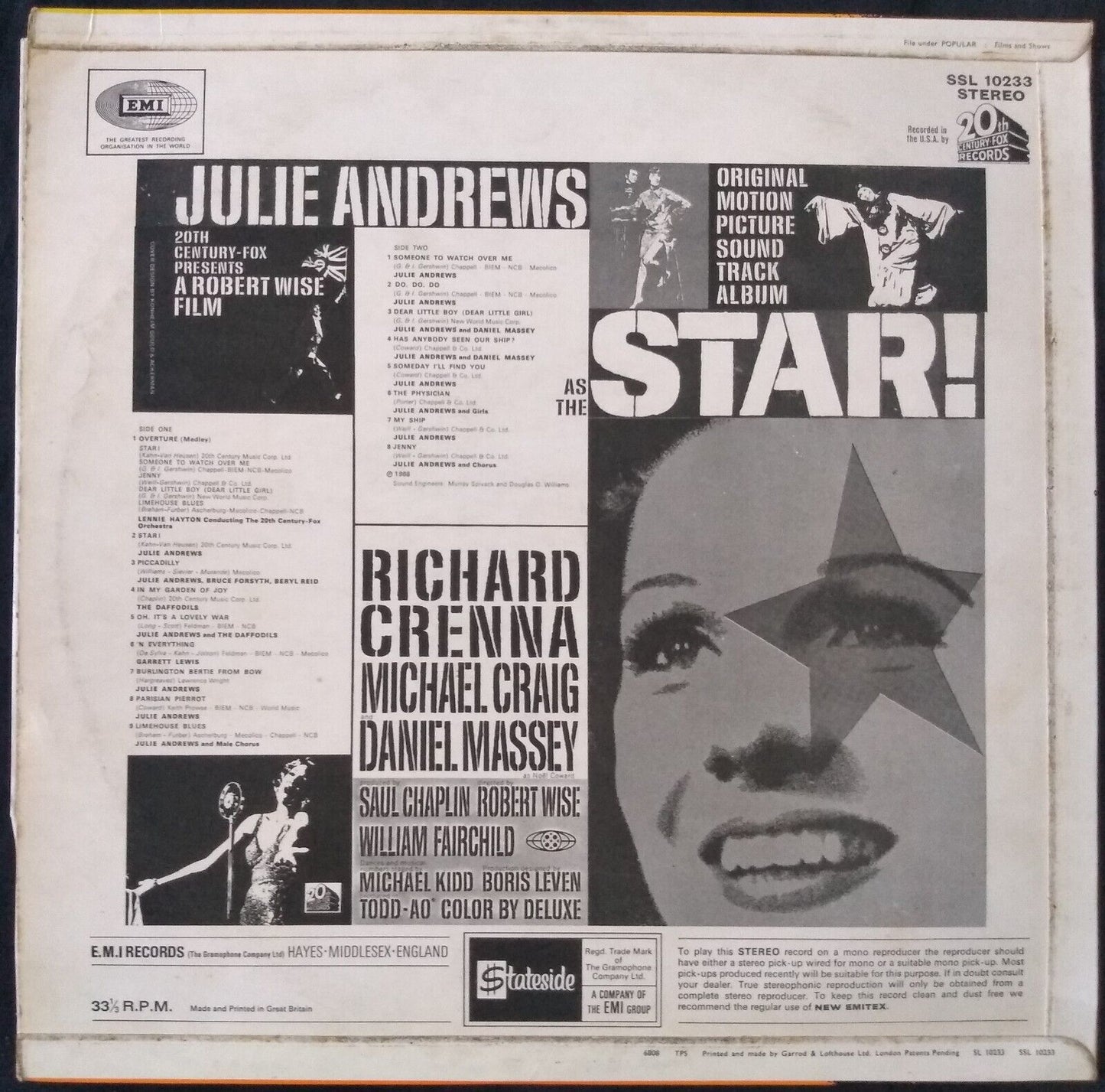 Julie Andrews - Star! - Original Motion Picture Album (1968) 12" LP VG/VG