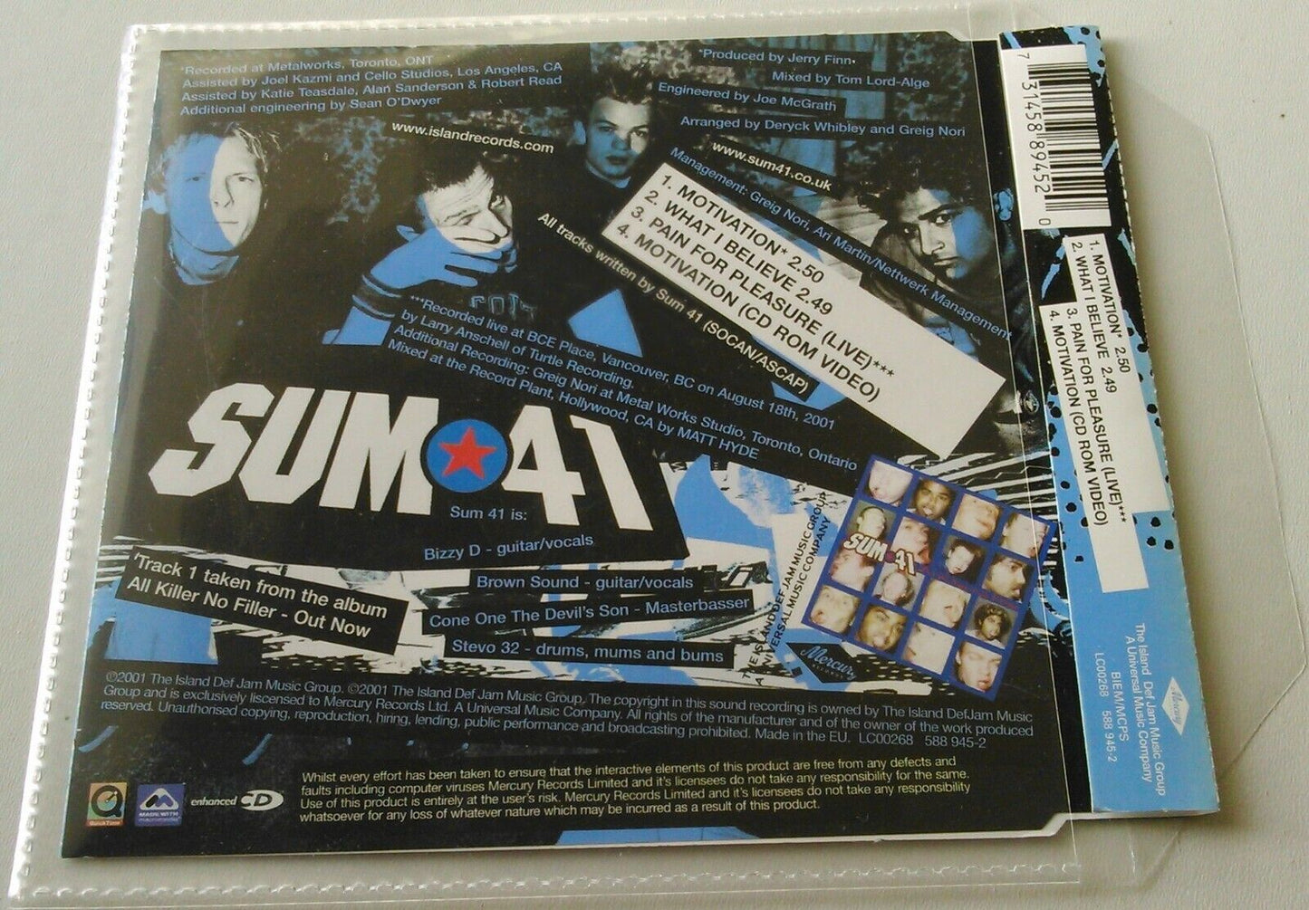 Sum 41 – Motivation (2002) CD single *no cover - plastic wallet*