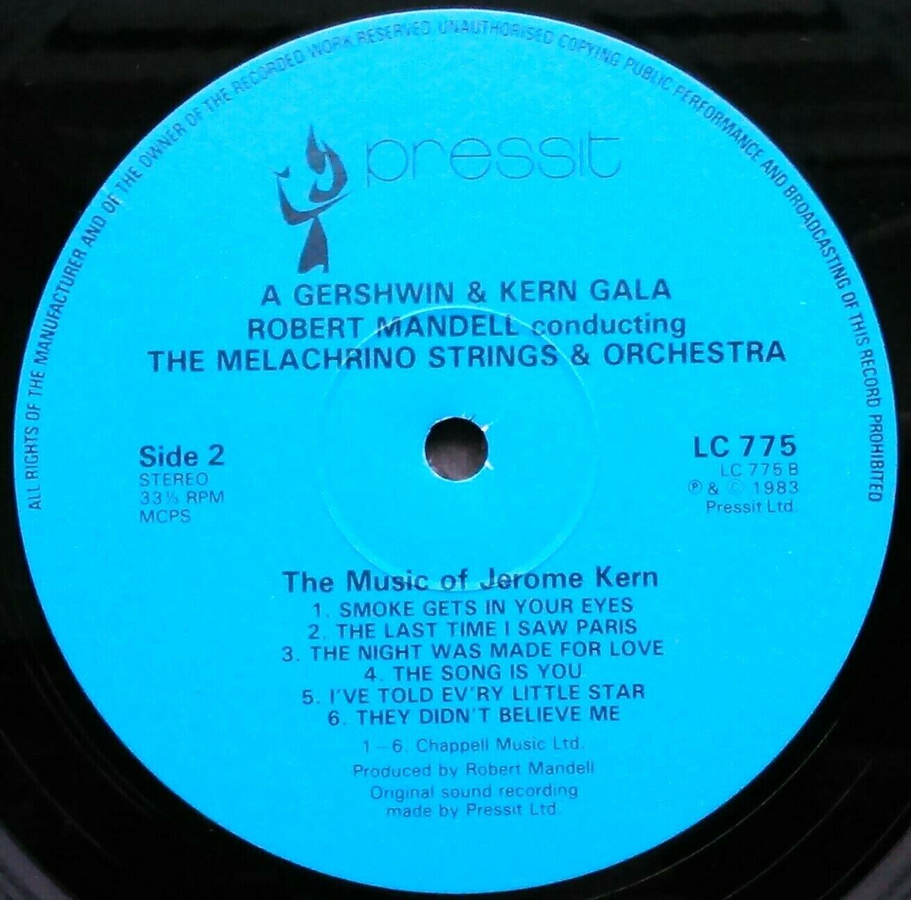 Melachrino Strings - A Gershwin & Kern Gala (Pressit, 1983) 12" vinyl LP VG/VG