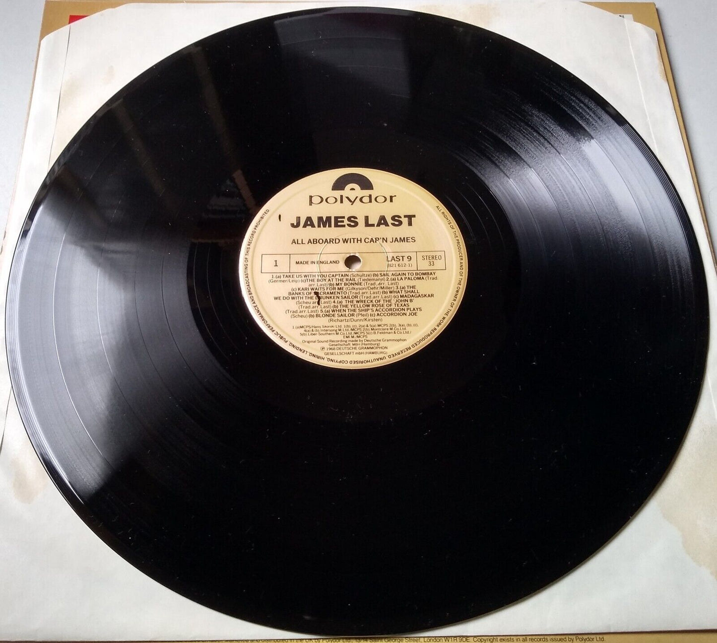 James Last – All Aboard With Cap'n James (Polydor 1980) 12" LP Reissue VG/VG