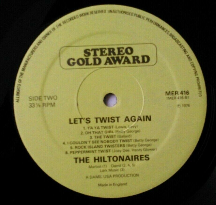 The Hiltonaires – Let's Twist Again (Stereo Gold, 1976) 12" vinyl LP VG/VG