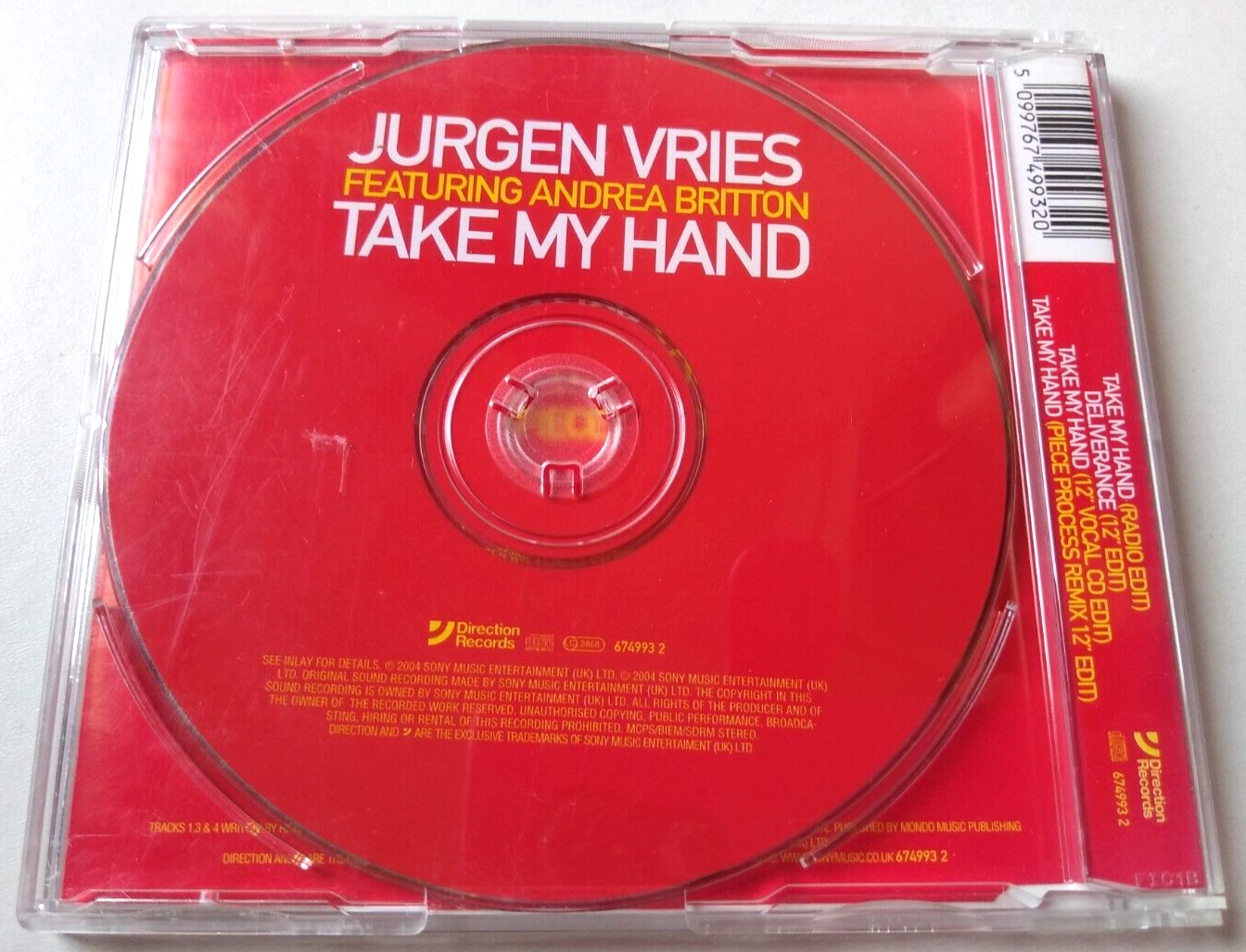 Jurgen Vries featuring Andrea Britton - Take My Hand (2004) CD single