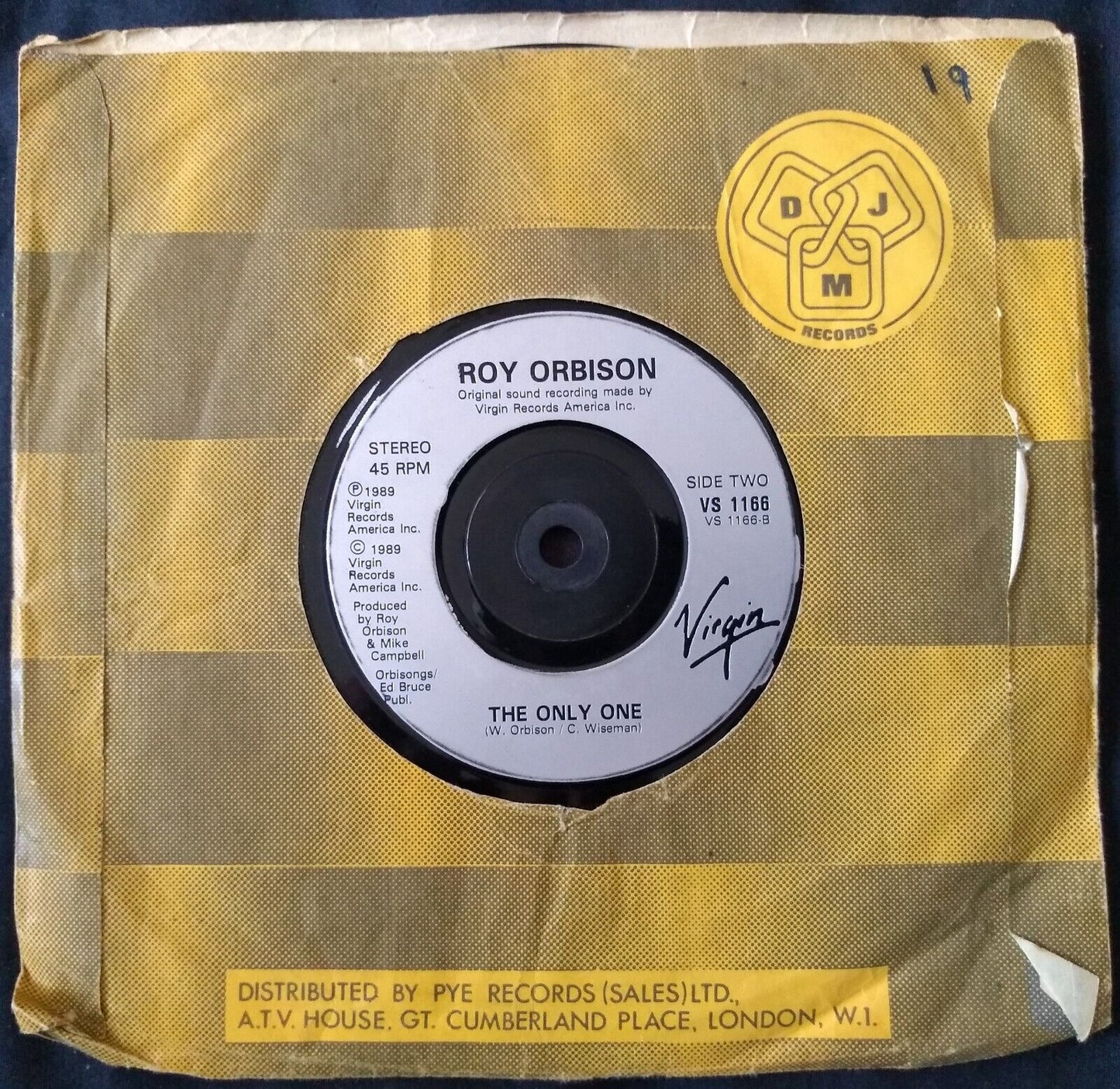 Roy Orbison – You Got It (Virgin 1989) 7" vinyl single VG/-