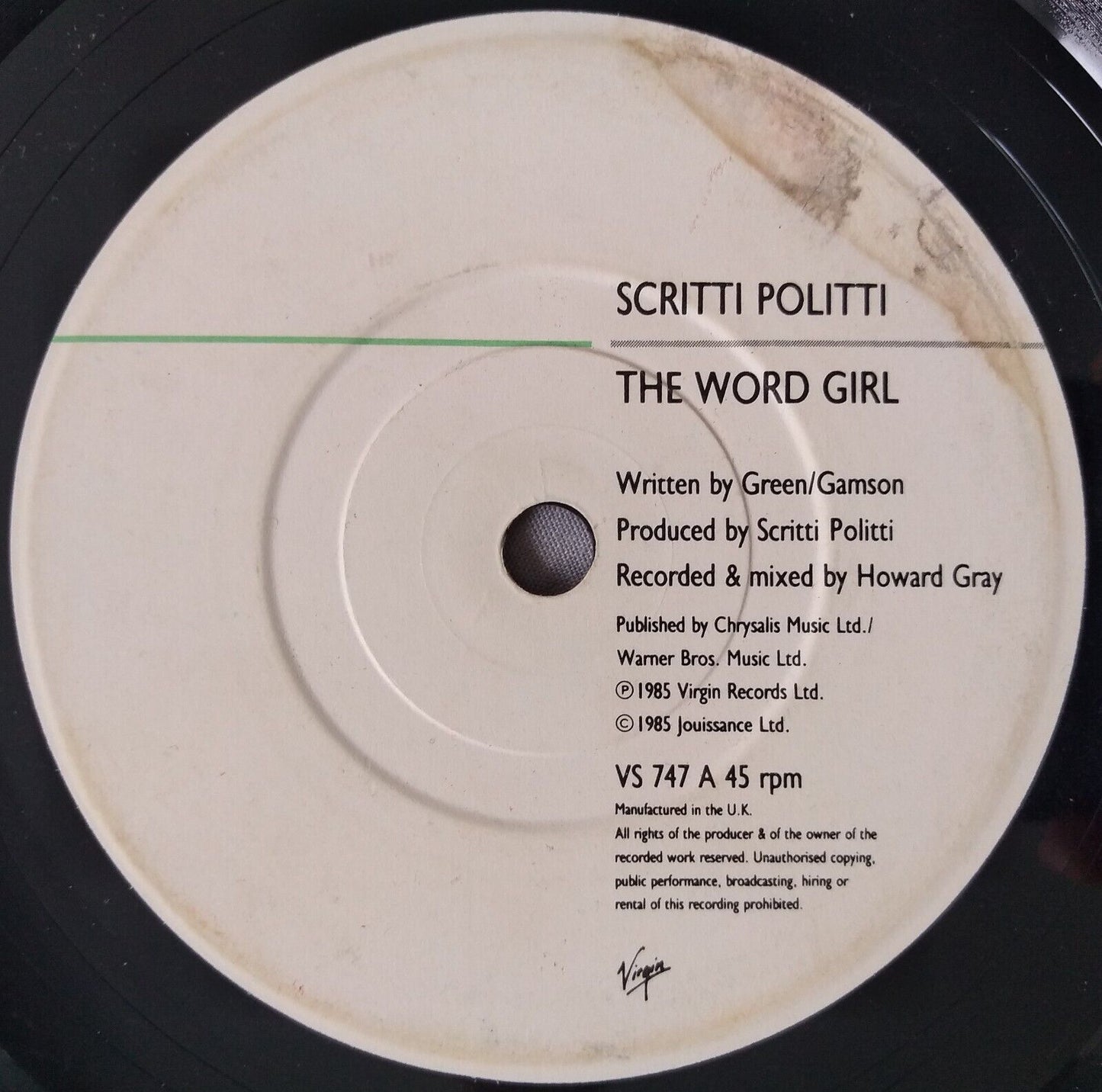 Scritti Politti with Ranking Ann - The Word Girl (1985) 7" vinyl single VG/-