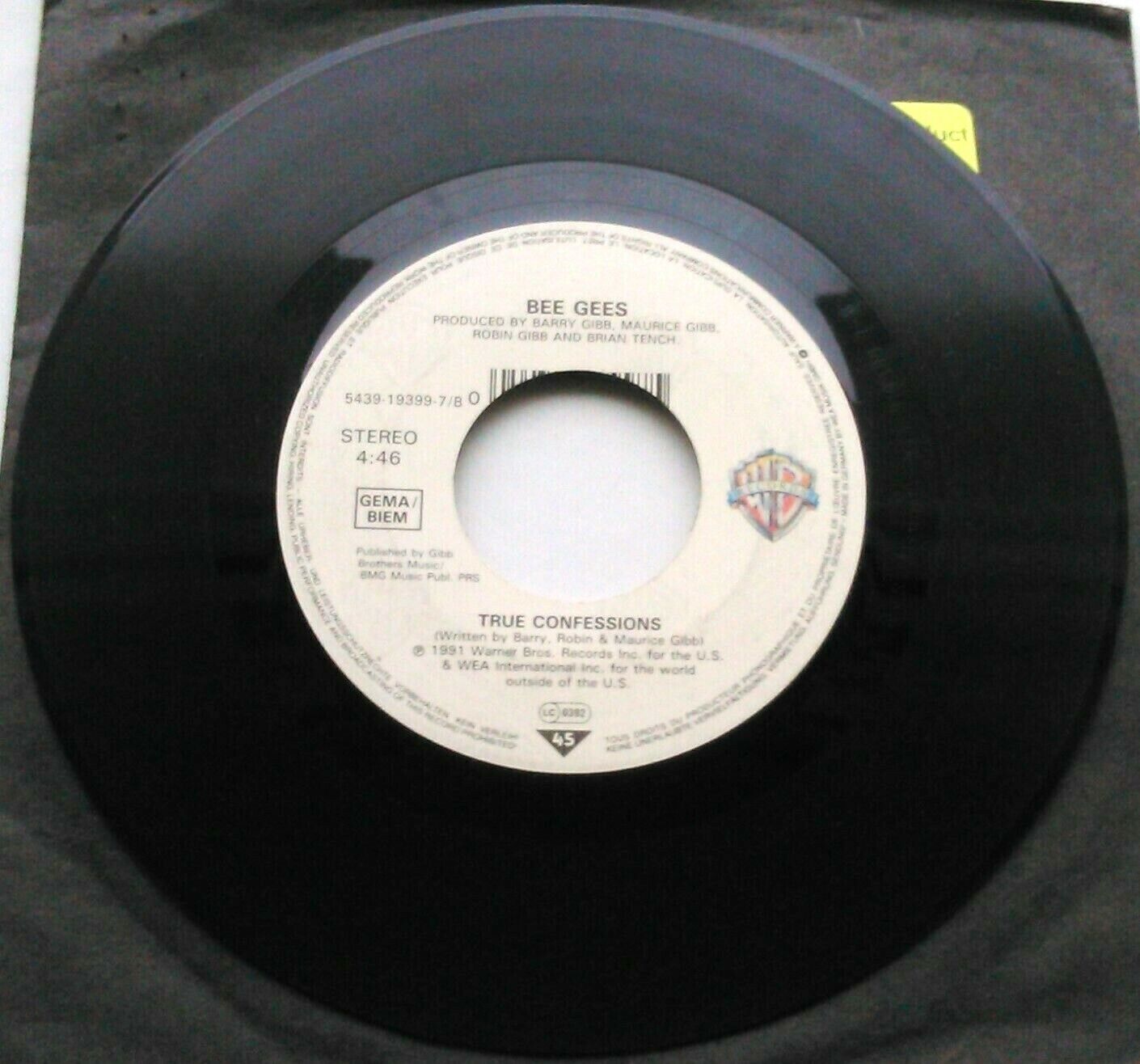 Bee Gees – Secret Love (WB, 1991) 7" vinyl single VG/- jukebox centre