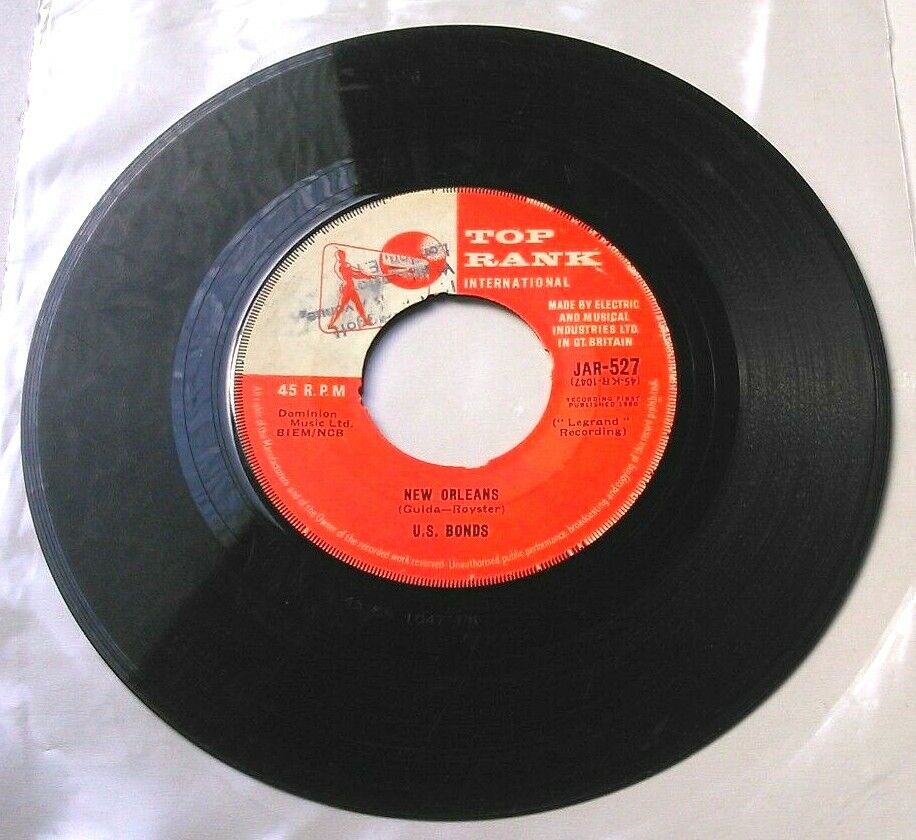 U.S. Bonds - New Orleans (Top Rank, 1960) 7" vinyl single G/- jukebox centre