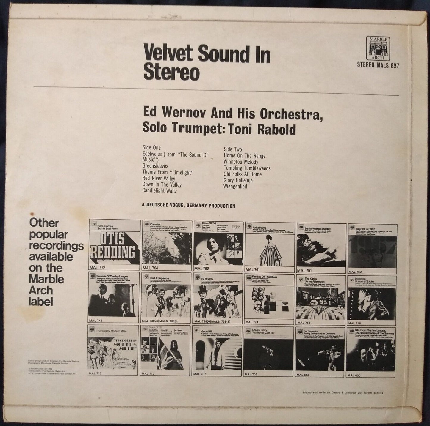 Ed Wernov And His Orchestra - Velvet Sound In Stereo (1968) 12" LP VG/VG