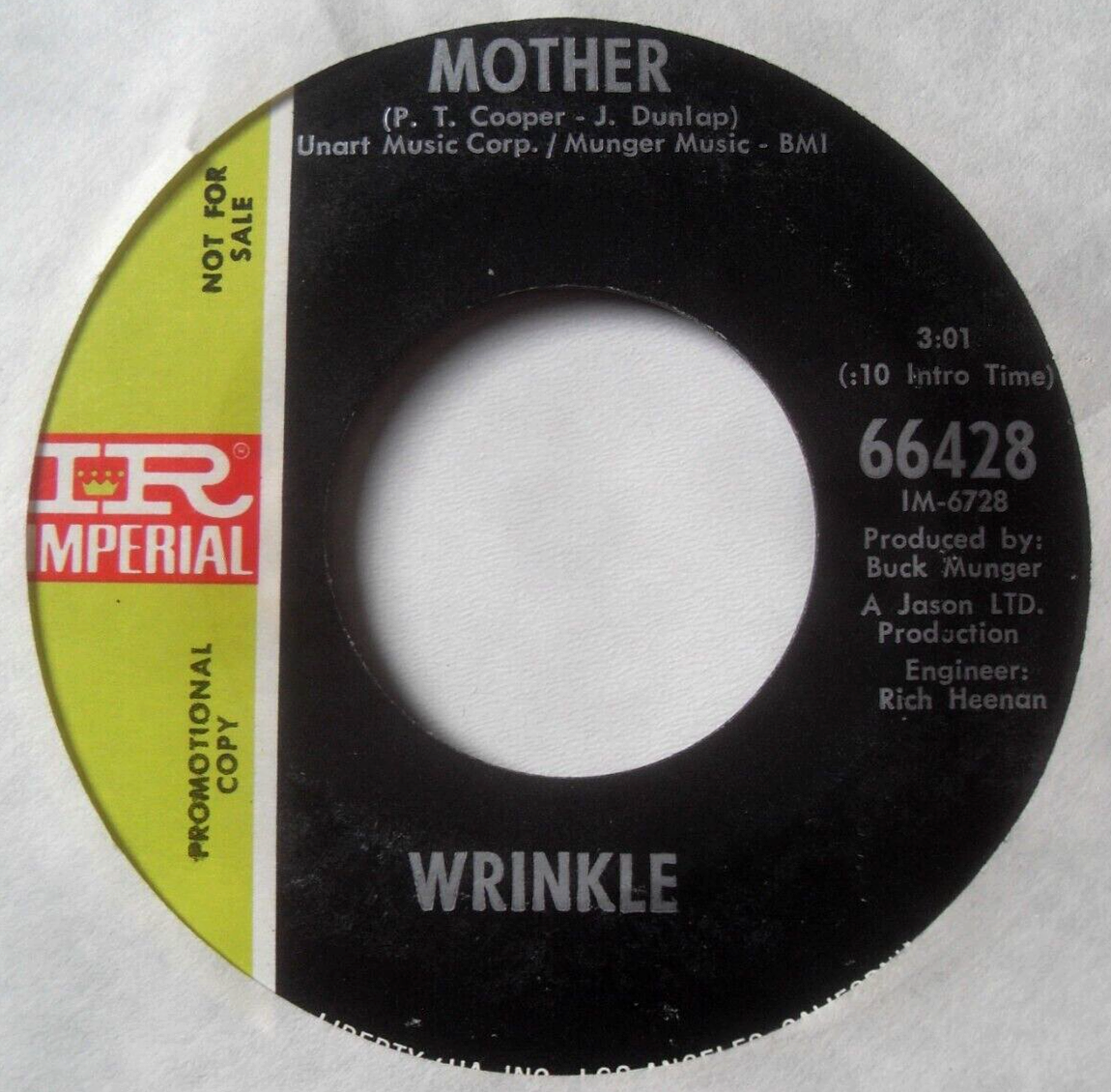 Wrinkle - Mother / Beautiful Lady (Imperial) US 7" vinyl single promo