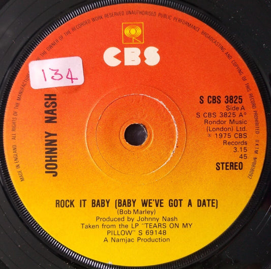 Johnny Nash ‎– Rock It Baby (Baby We've Got A Date) (1975) 7" vinyl single VG/-