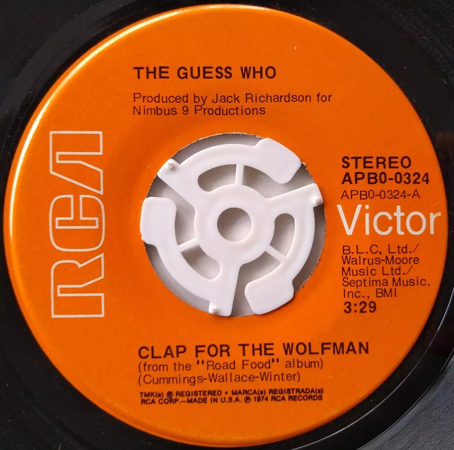 The Guess Who - Clap For The Wolfman (RCA 1974) 7” US vinyl single VG/-