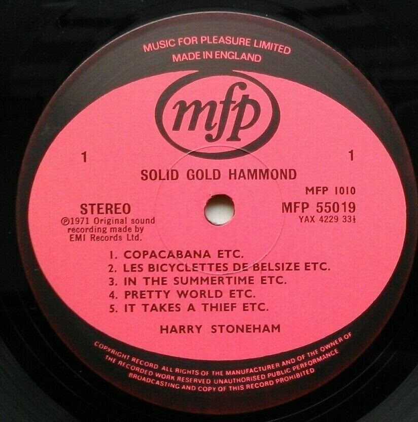 Harry Stoneham – Solid Gold Hammond (EMI, 1980) 2x12" vinyl LP VG/VG