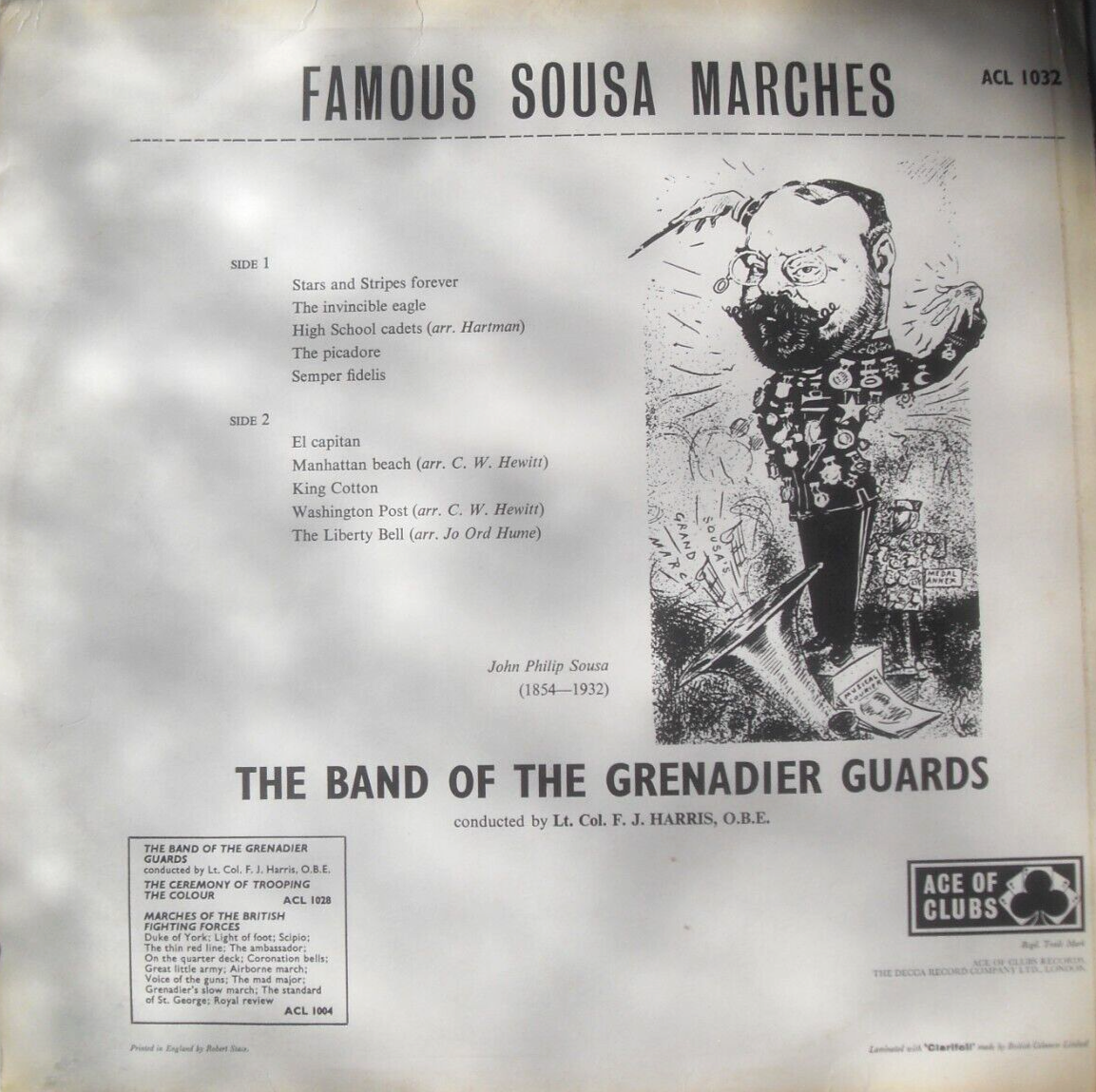 Band Of The Grenadier Guards - Famous Sousa Marches (Decca 1960) 12" vinyl LP VG