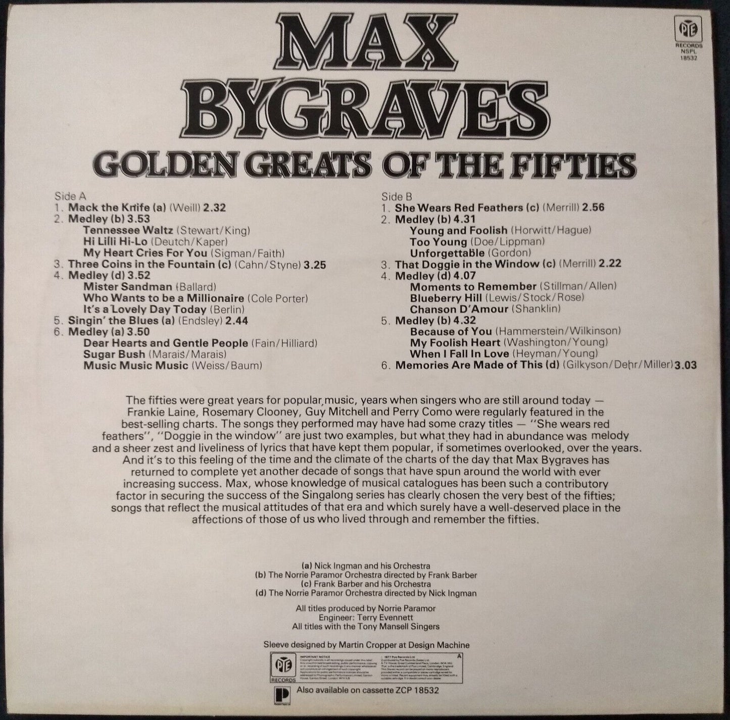 Max Bygraves – Max-A-Million - Golden Greats Of The Fifties (1977) 12" LP  VG