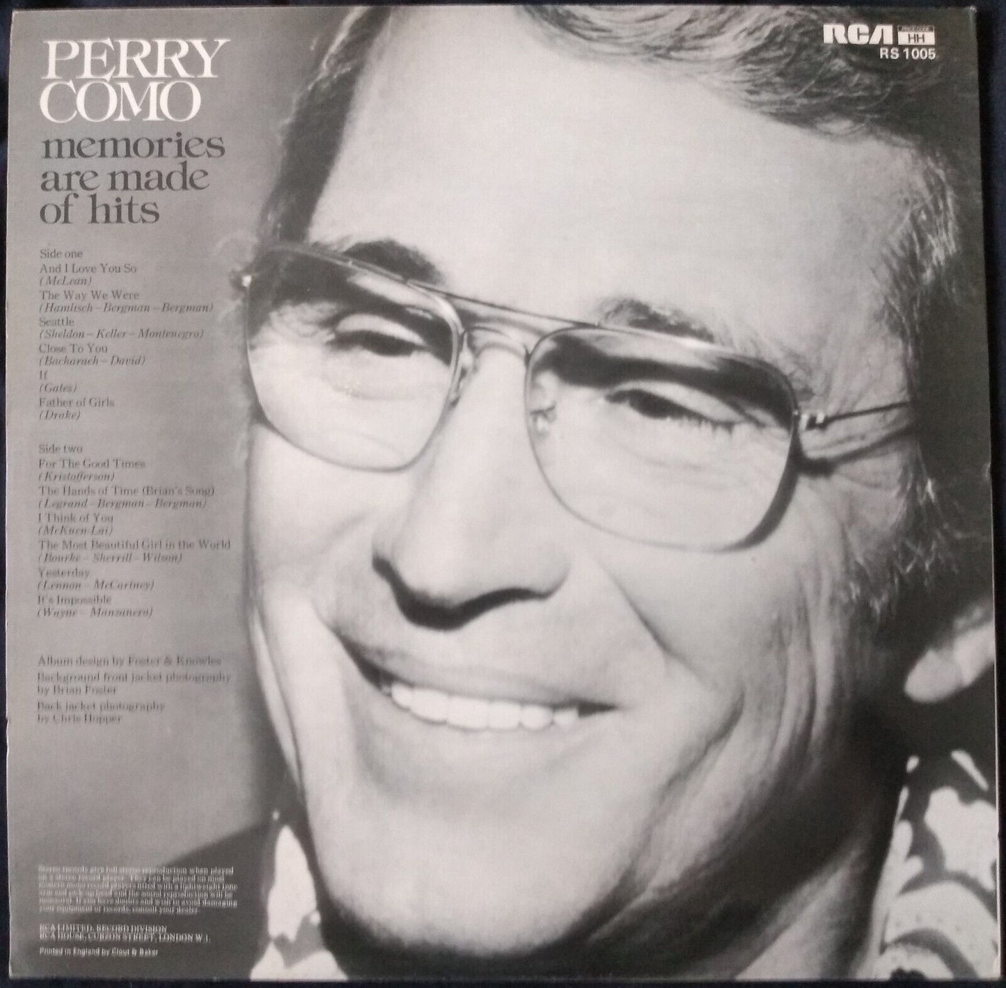 Perry Como – Memories Are Made Of Hits (RCA 1981) 12" vinyl LP VG/VG