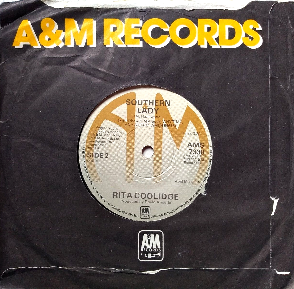 Rita Coolidge - Words (A&M 1977) 7" vinyl single VG/G+