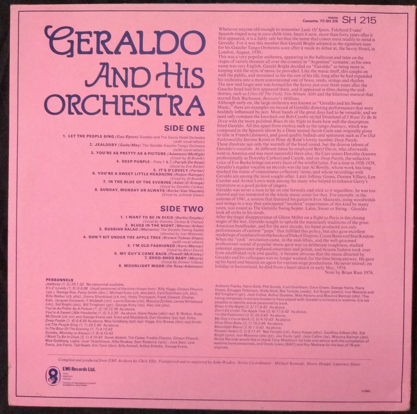 Geraldo - Geraldo And His Orchestra (World 1974) 12" vinyl LP VG/VG