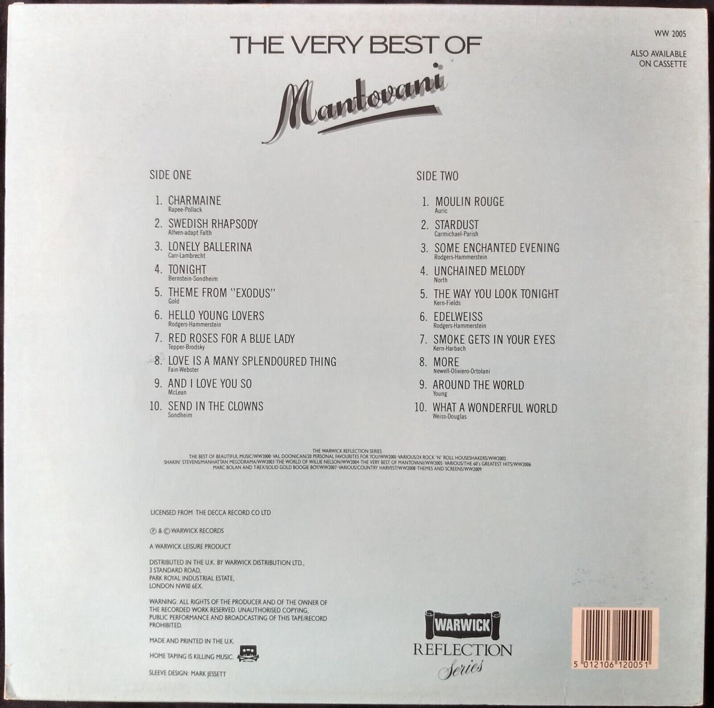 Mantovani - The Very Best Of Mantovani (Warwick) 12" vinyl LP VG/VG