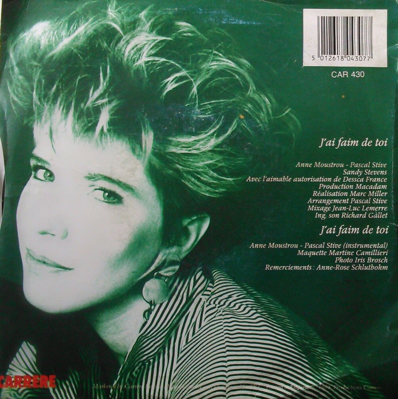 Sandy Stevens – J'ai Faim De Toi (Carrere, 1988) 7" vinyl single VG/VG