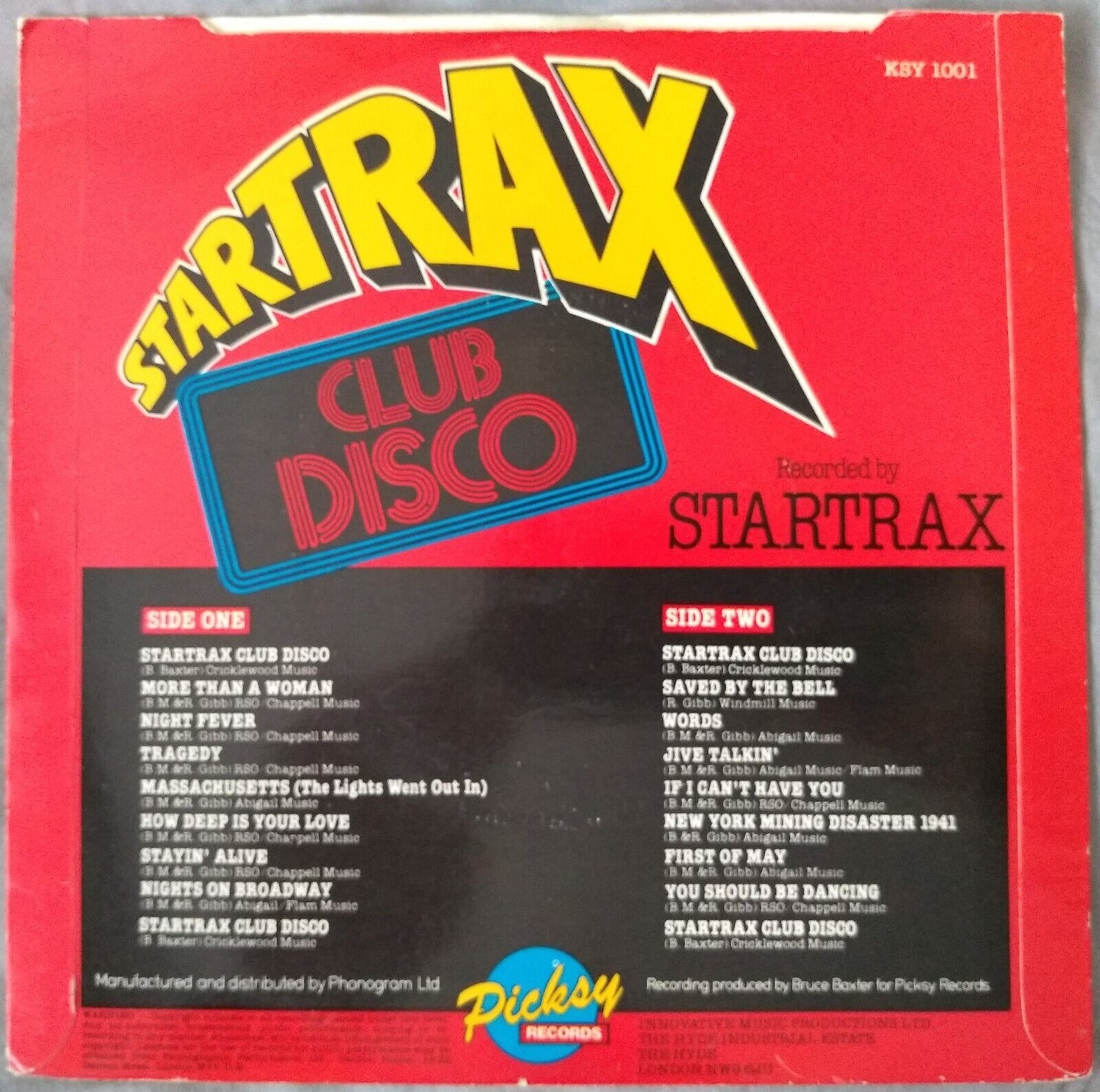 Startrax – Startrax Club Disco (Picksy Records 1981) 7" vinyl single VG/VG