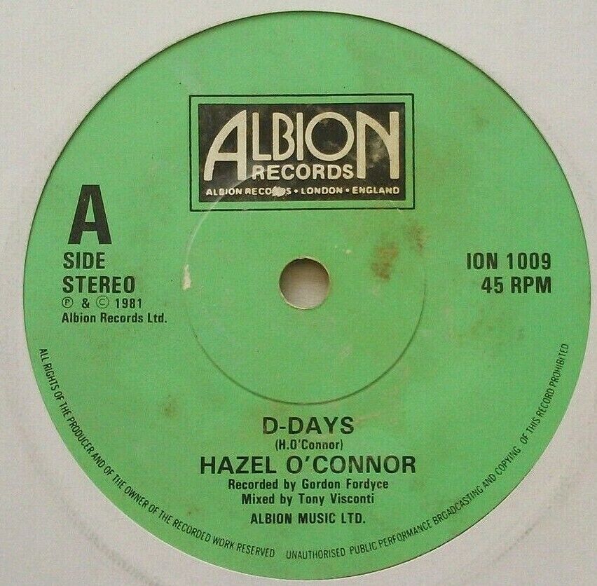 Hazel O'Connor - D-Days (Albion, 1981) 7" vinyl single VG/-