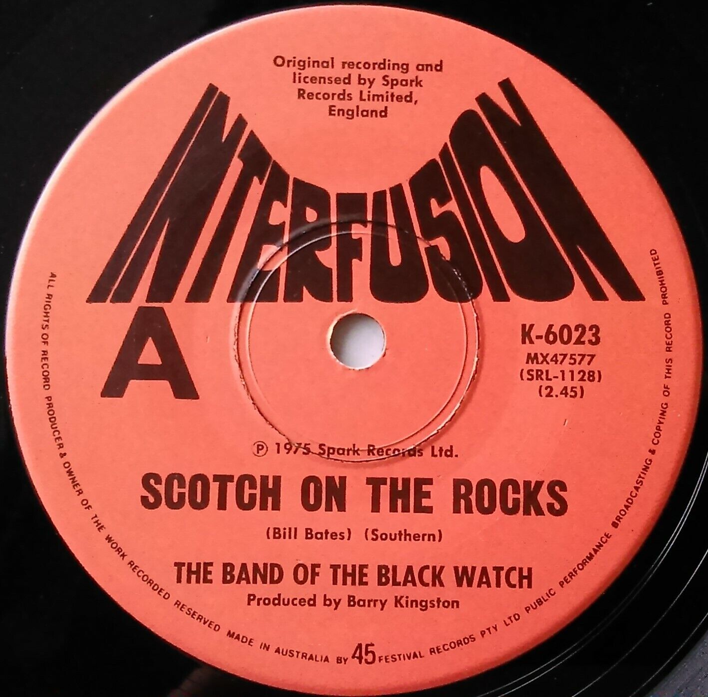 Band Of The Black Watch – Scotch On The Rocks (1975) 7" vinyl single VG/-