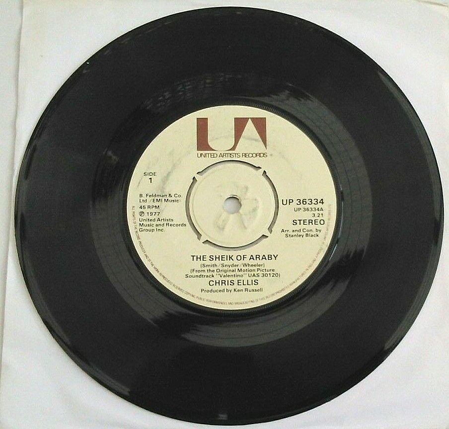 Chris Ellis - The Sheik Of Araby (UA, 1977) 7" vinyl single VG/-