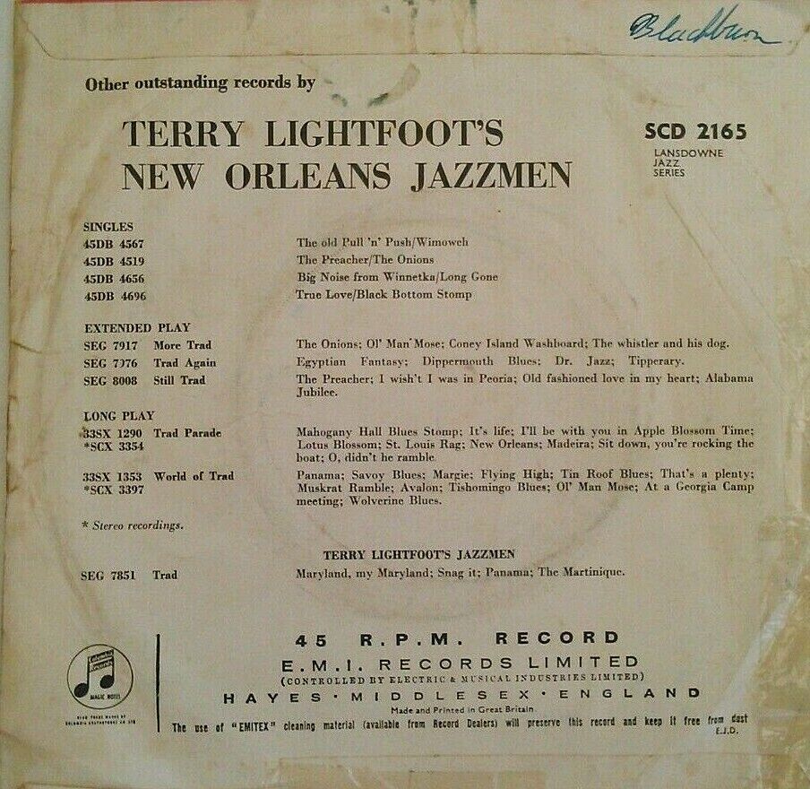 Terry Lightfoot's New Orleans Jazzmen - King Kong 7" vinyl P/S single VG/W