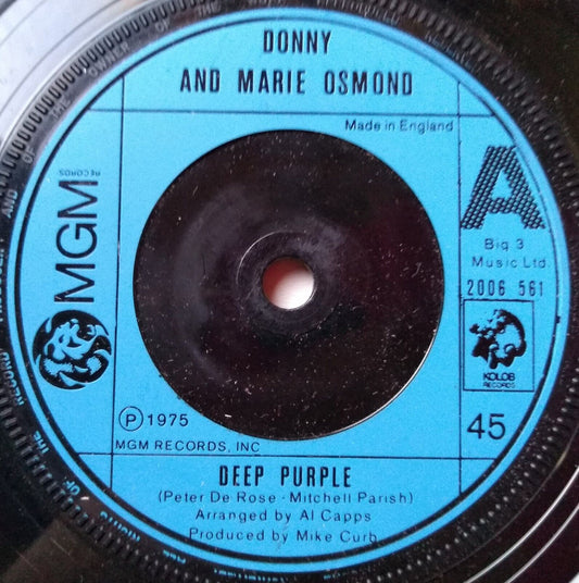 Donny And Marie Osmond - Deep Purple (MGM 1975) 7" vinyl single VG/-