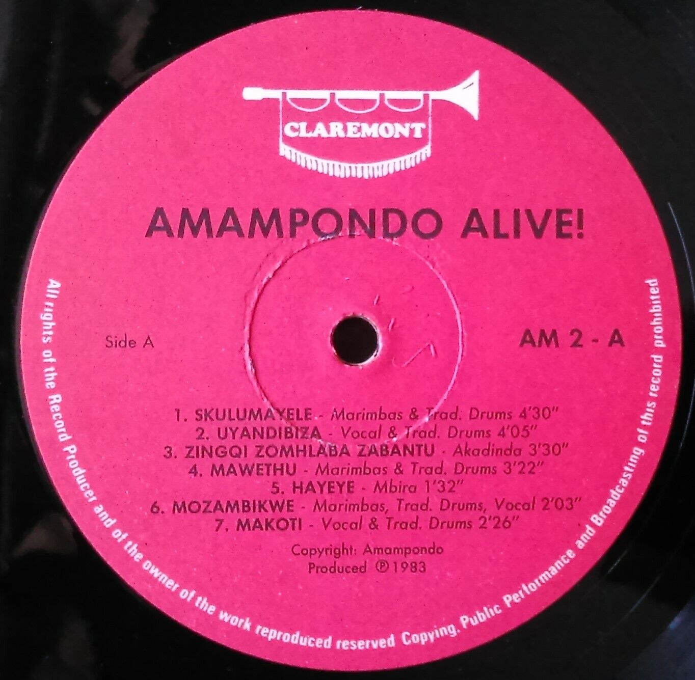 Amampondo - Heartbeat Of Africa (Claremont, 1983) 12" vinyl LP VG/VG