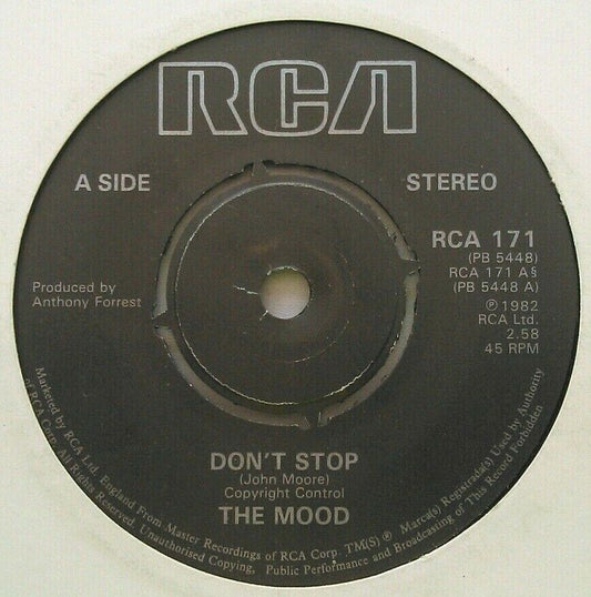 The Mood - Don't Stop (RCA, 1982) 7" vinyl single VG/-