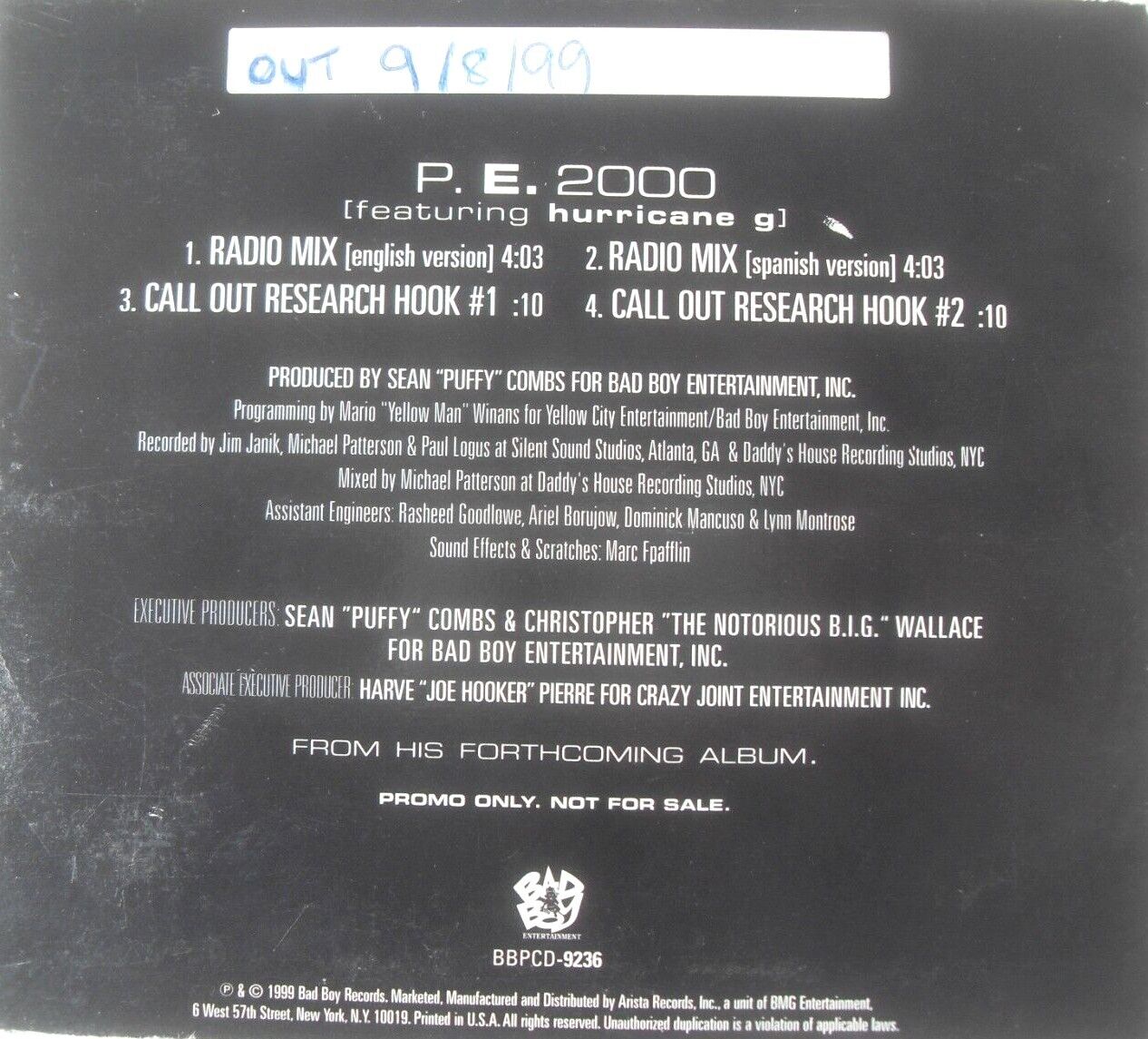 Puff Daddy Featuring Hurricane G. - P. E. 2000 (1999) CD single promo