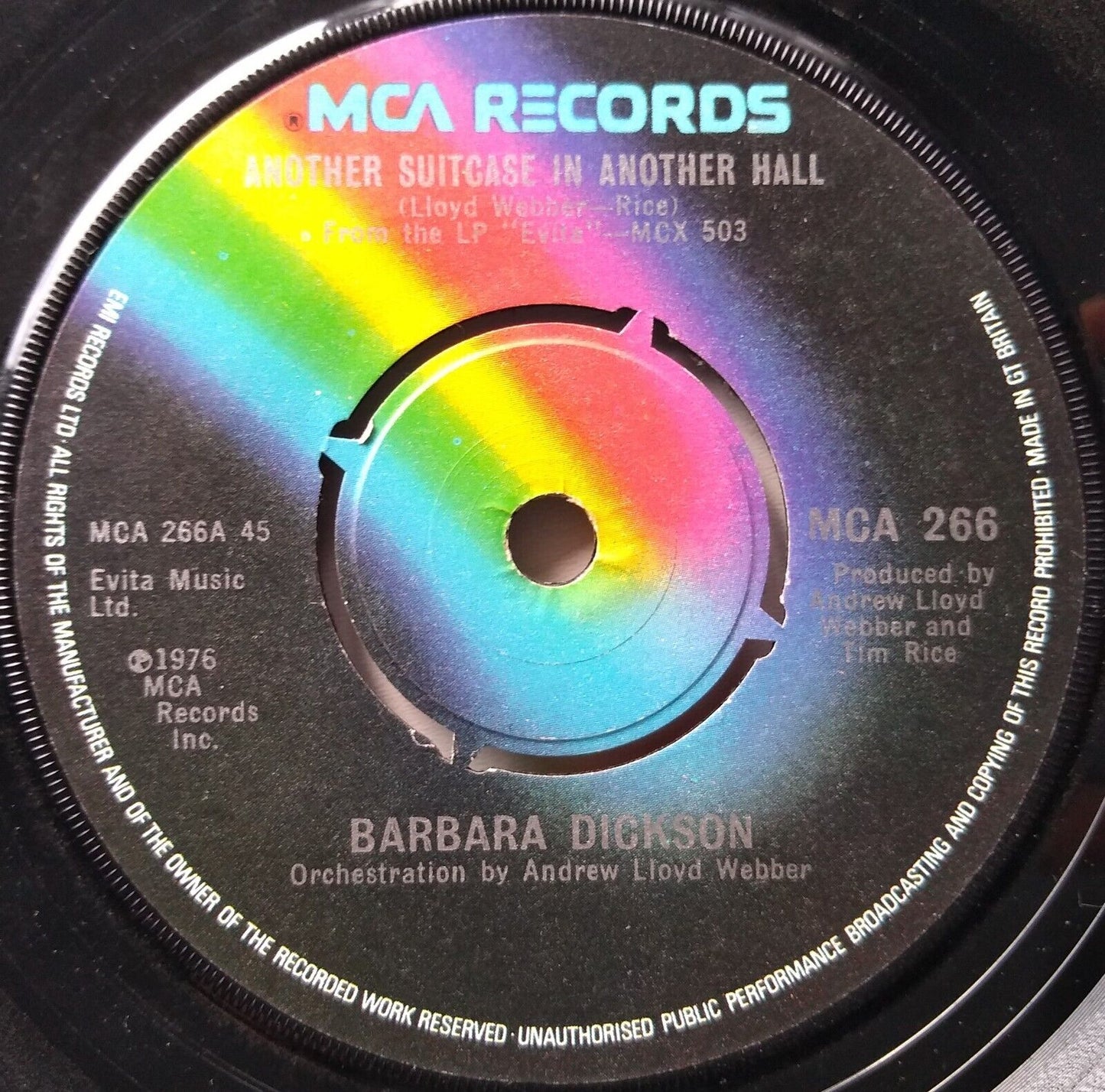 Barbara Dickson - Another Suitcase In Another Hall (1976) 7" vinyl single VG/-