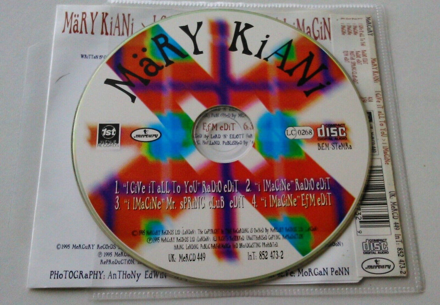 Märy Kiani – I Give It All To You (1995) CD single *no case - plastic wallet*