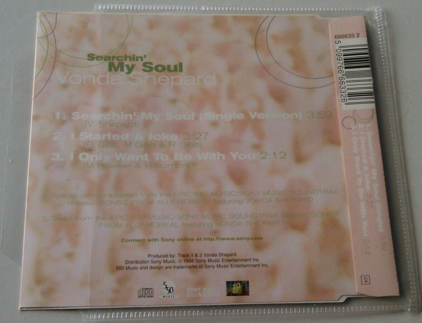 Vonda Shepard – Searchin' My Soul (1998) CD single *no case - plastic wallet*